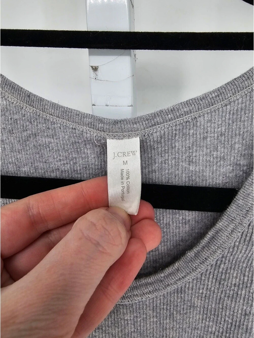 J Crew Womens Sz M 100% Cotton Ribbed Tank Top Solid Light Gray
